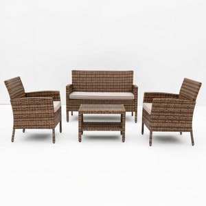 4-seater PE rattan table set