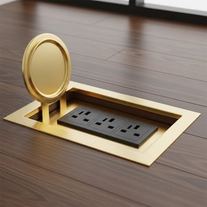Plated-brass 3-gang floor socket