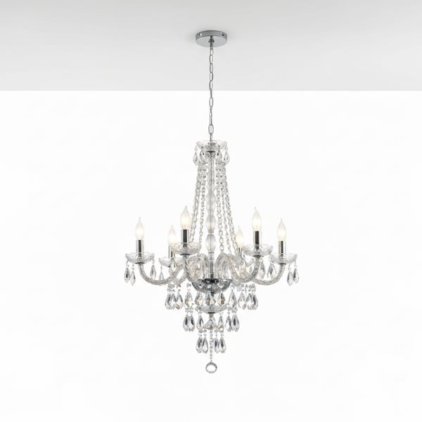 Premium Modern Crystal Chandelier, 12 Dimmable LED Bulbs, for Living Rooms