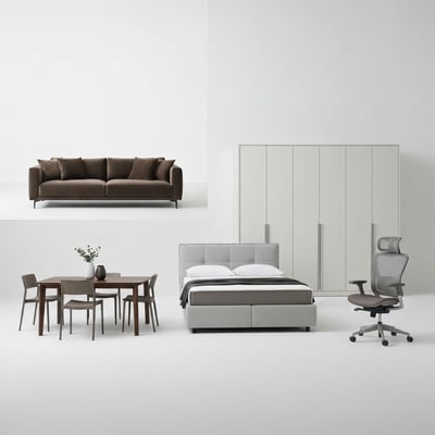 Set kitchen cabinets โ oak/walnut/MDF-veneer frame + natural-rubber cushion