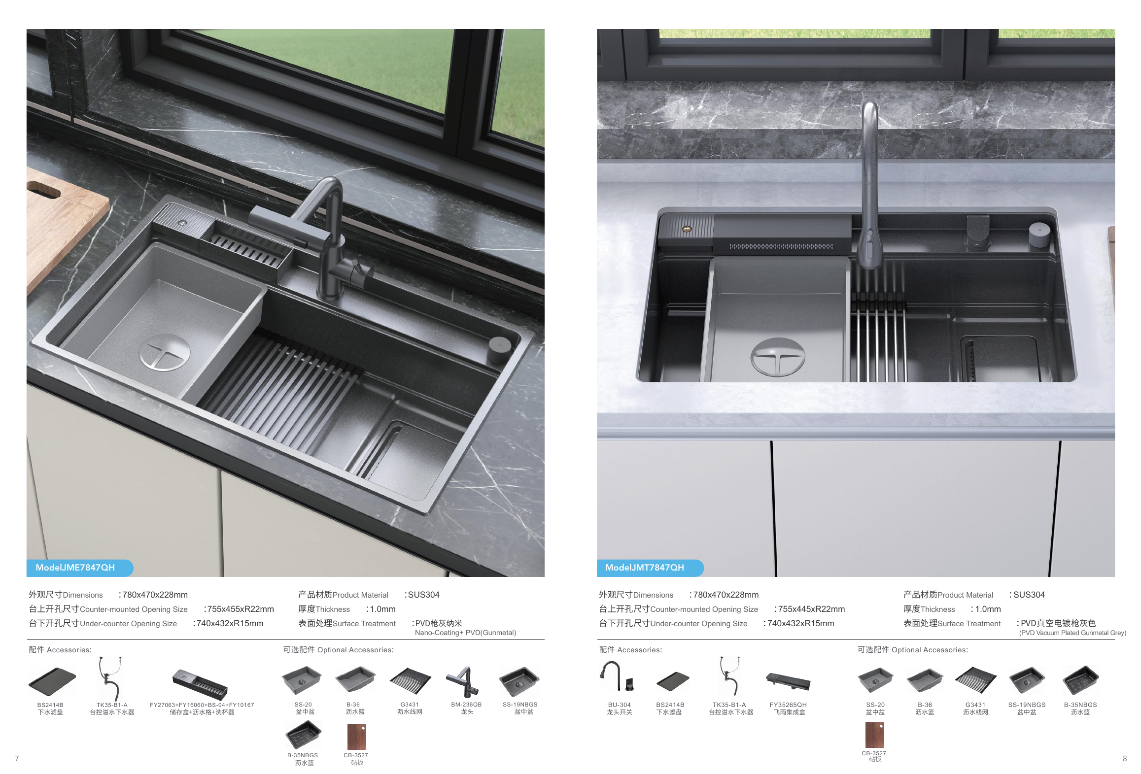 JME7847QH Gunmetal Nano Sink