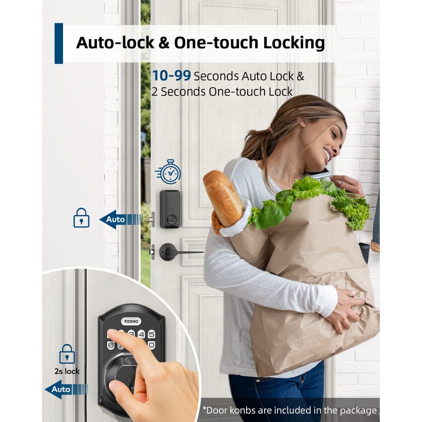 TEEHO TE002L Fingerprint Door Lock with 2 Lever Handle (TE002L) thumbnail 2