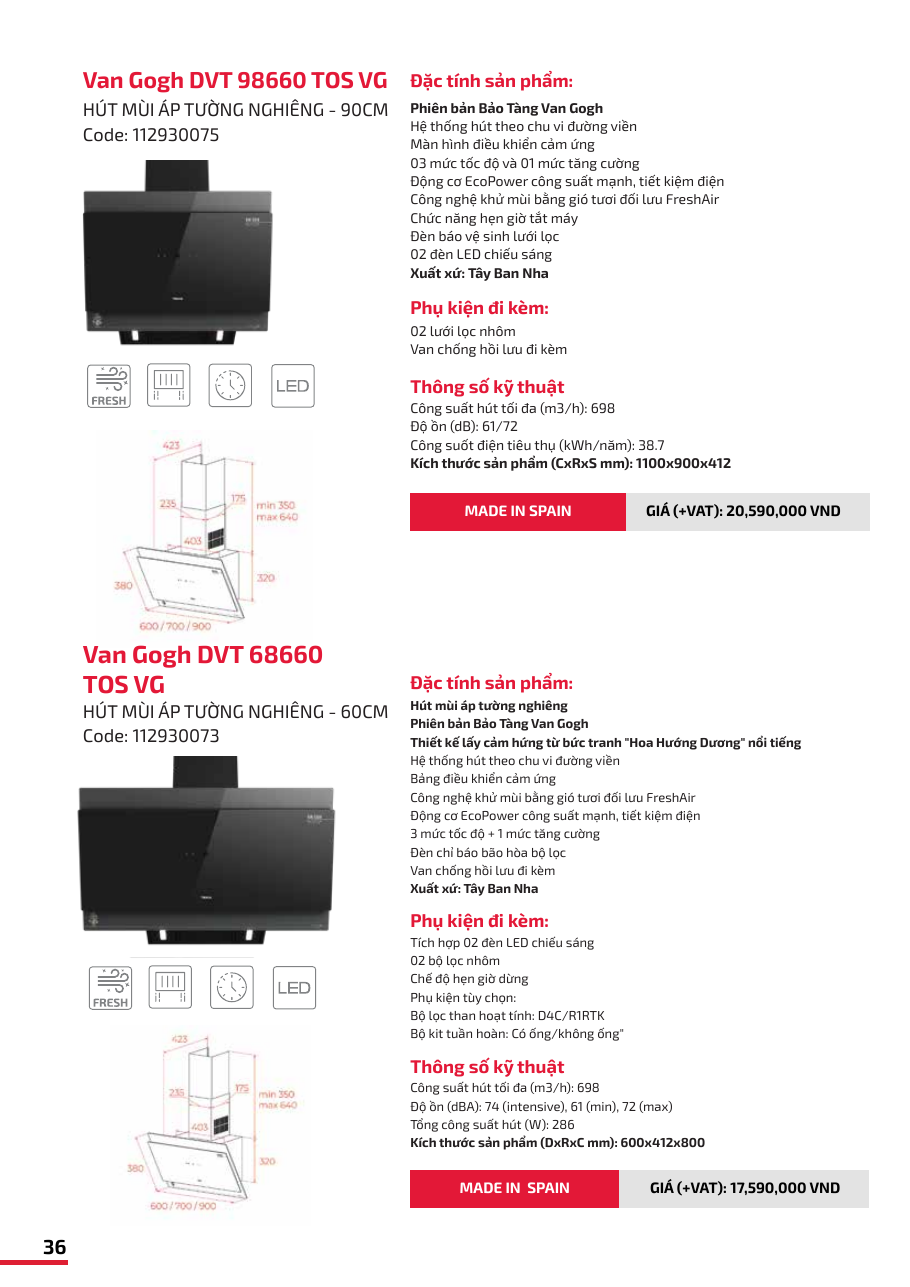 Teka Wall-Mounted Angled Range Hood Van Gogh DVT 98660 TOS VG
