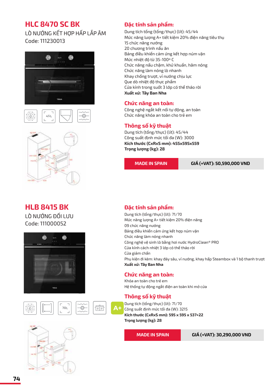 Teka 45cm Built-in Steam Combi Oven HLC 8470 SC BK