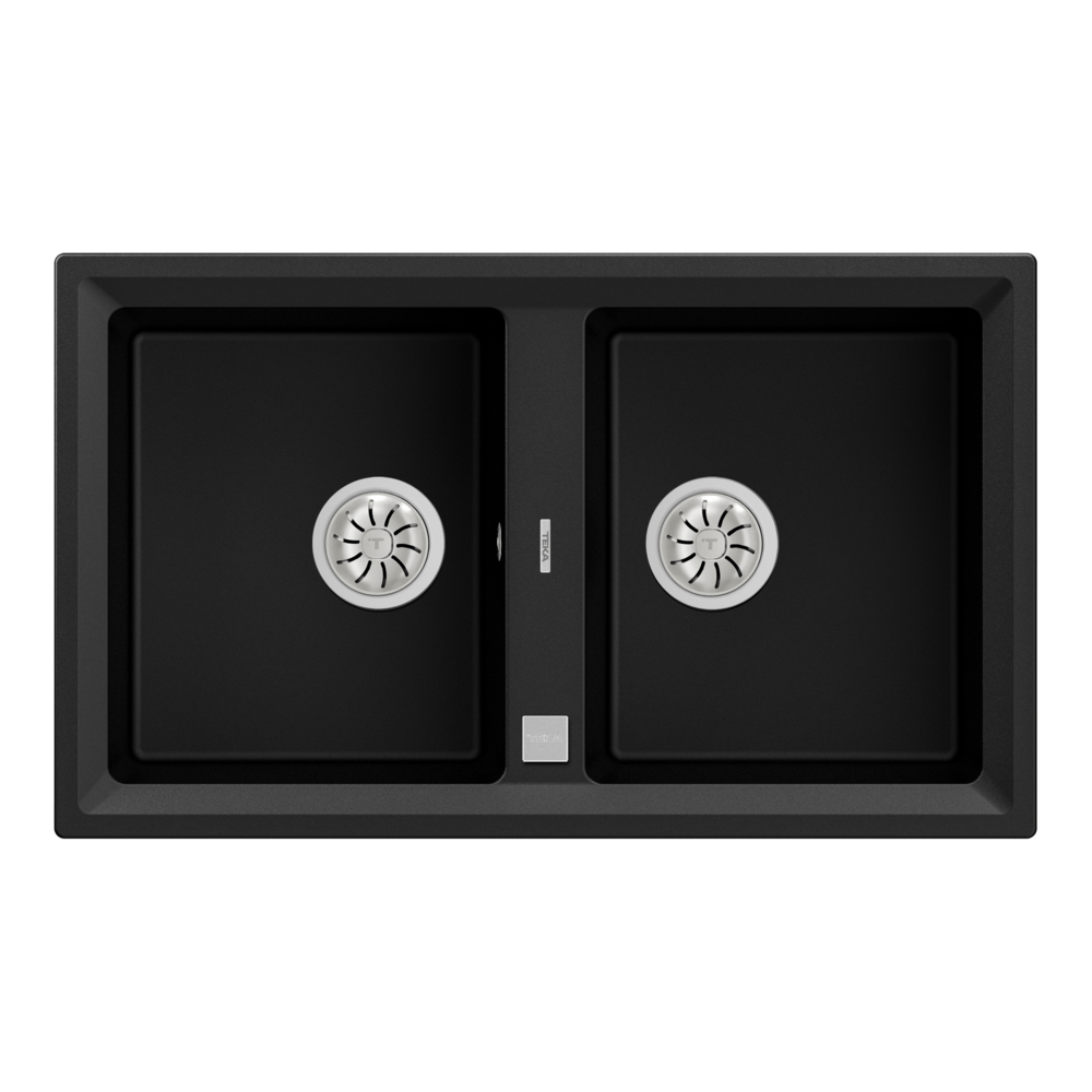 Stone 90 B-GT 2B (Carbon) Countertop-Mounted Double-Bowl Granite Sink